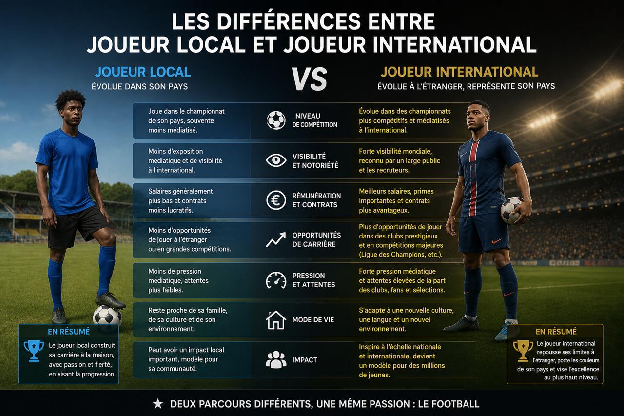 Les différences entre joueur local et joueur international