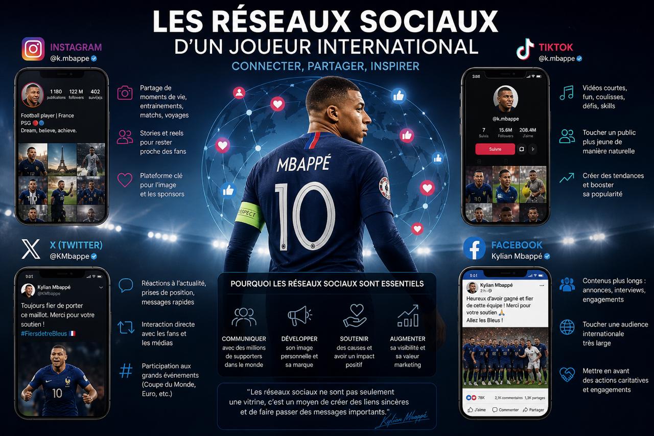 Les réseaux sociaux d’un joueur international